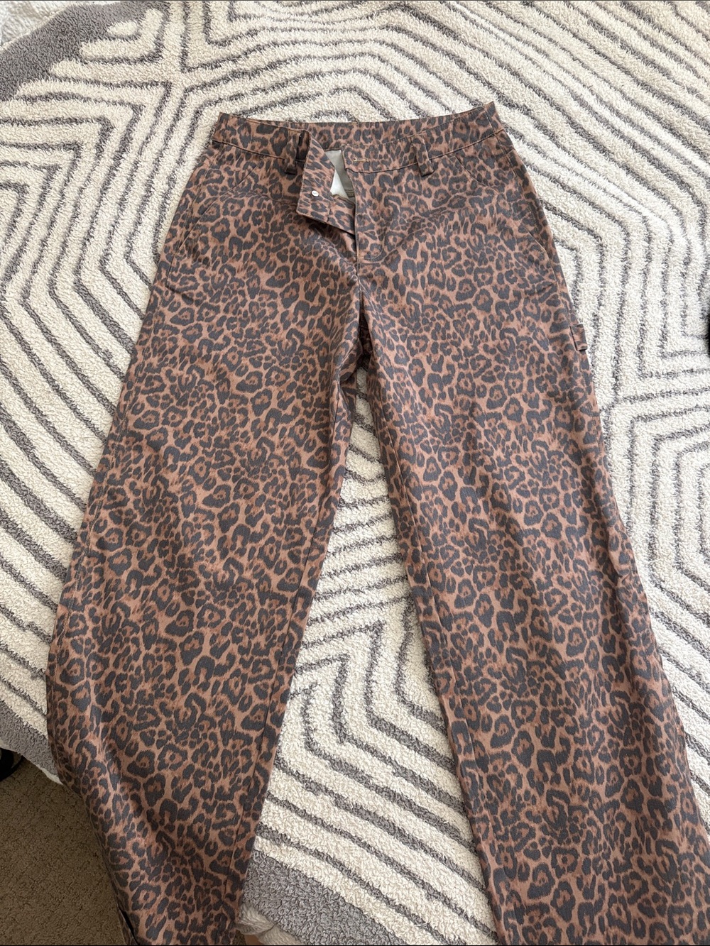Noisy May Women's Brown Leopard Boyfriend Jeans